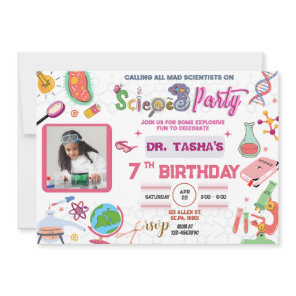 Mad Science Party Birthday Invitation For Girls