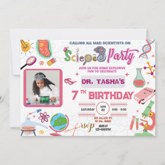Mad Science Party Birthday Invitation For Girls