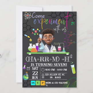 Mad Science/Science Experiment Boys Birthday Party Invitation