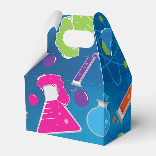 Mad Science Scientist Birthday Party Favor Boxes (Front Side)
