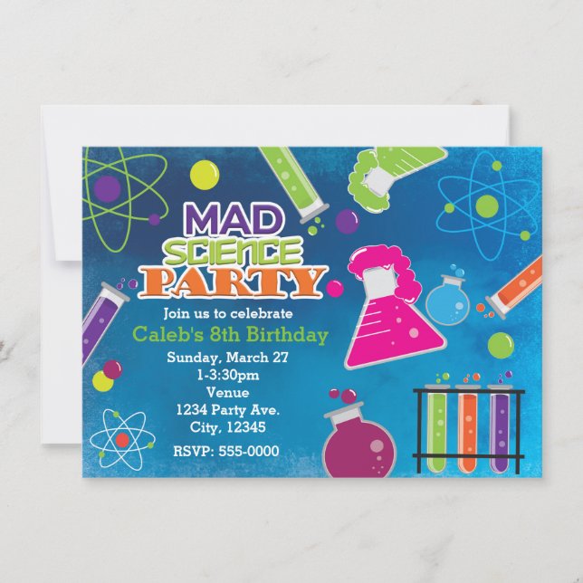 Mad Science Scientist Birthday Party Invitations (Front)