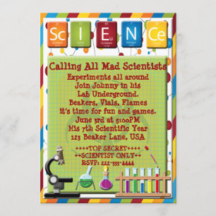 Mad Scientist Beaker Hazard Microscope Invite