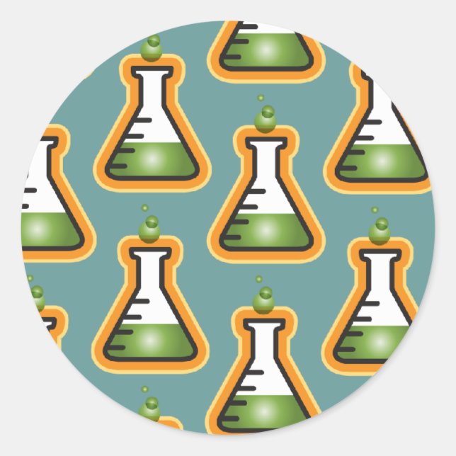 Mad Scientist Beakers Classic Round Sticker (Front)