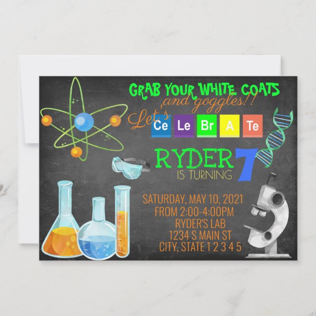 Mad Scientist Birthday Invitation (Front)