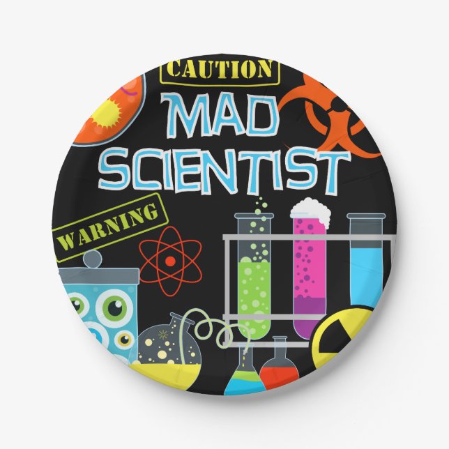 Mad Scientist Birthday Paper Plates (Front)
