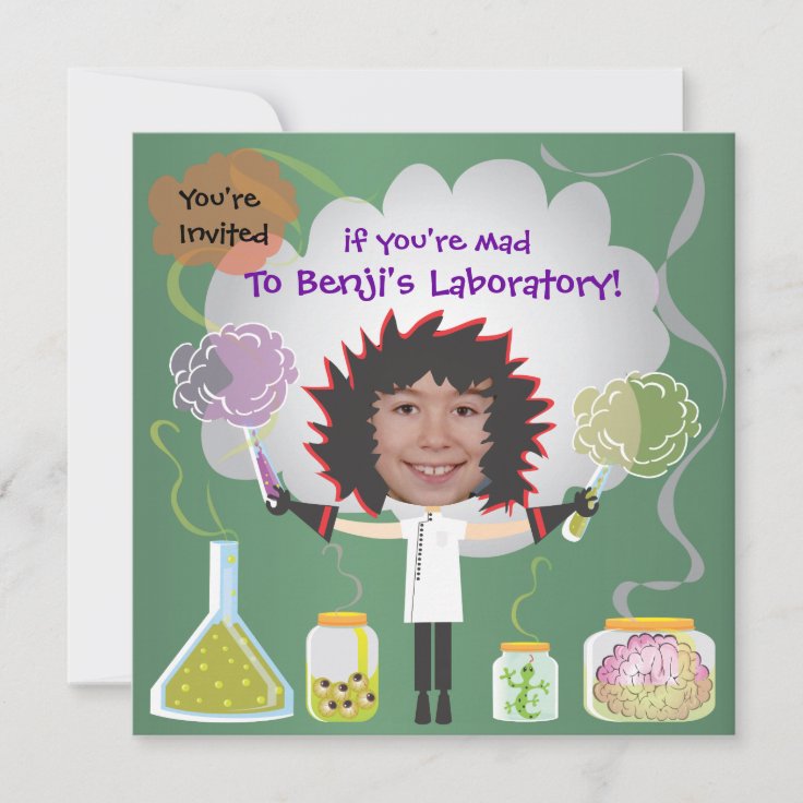 Mad Scientist Birthday Party Invitations | Zazzle