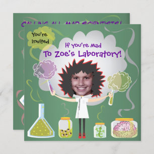Mad Scientist Birthday Party Invitations