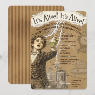 Mad Scientist Birthday Party Science Boy Vintage Invitation