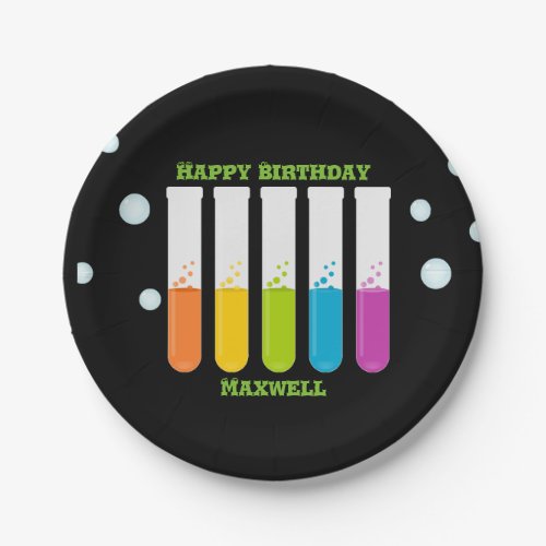 Mad Scientist Colorful Test Tubes Birthday Paper Plates