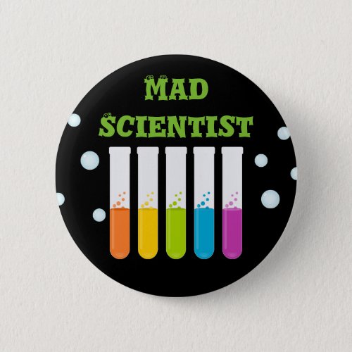 Mad Scientist Colorful Test Tubes Birthday Party Button