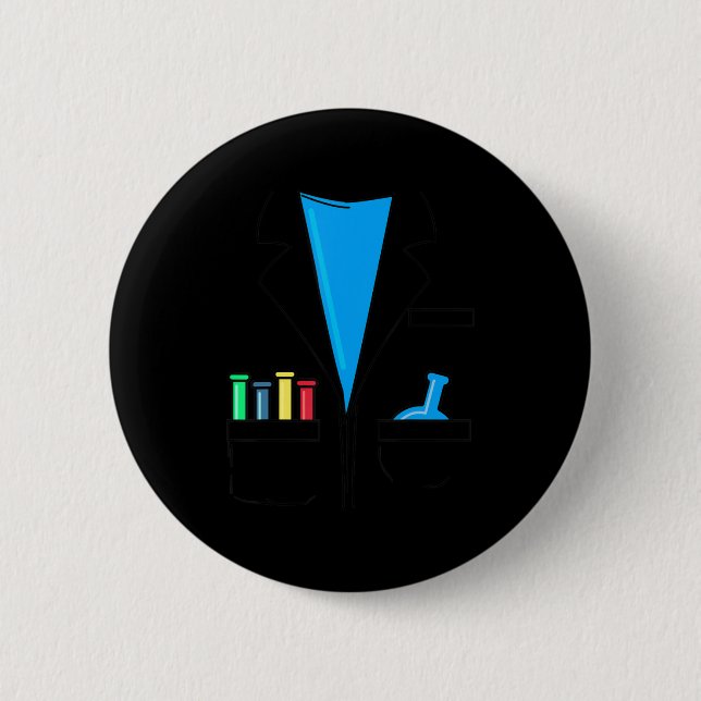 Mad Scientist Costume Nerd Chemistry Fun Science T Button (Front)