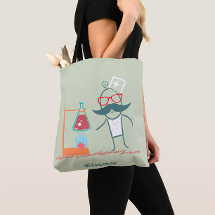 Mad Scientist Dissector with Mustache Tote Bag