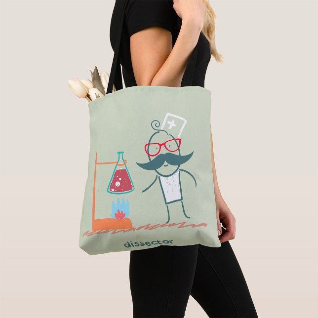 Mad Scientist Dissector with Mustache Tote Bag (Creator Uploaded)