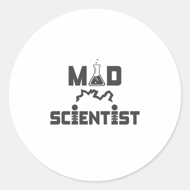 Mad Scientist Electric Science Beaker Classic Round Sticker (Front)