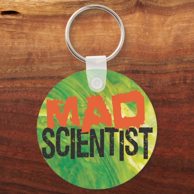 Mad Scientist Funny Science Keychain (Front)