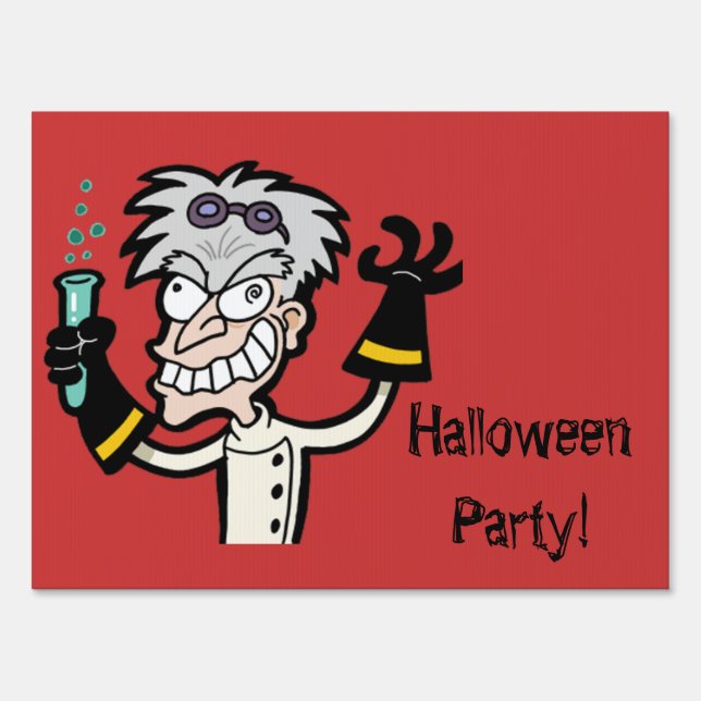 Mad Scientist Halloween Party Sign (Front)