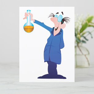 Mad Scientist Holding Beaker Fun Science Invitation