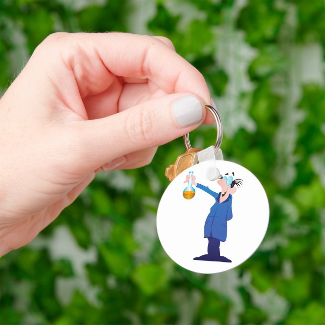 Mad Scientist Holding Beaker Fun Science Keychain (Creator Uploaded)