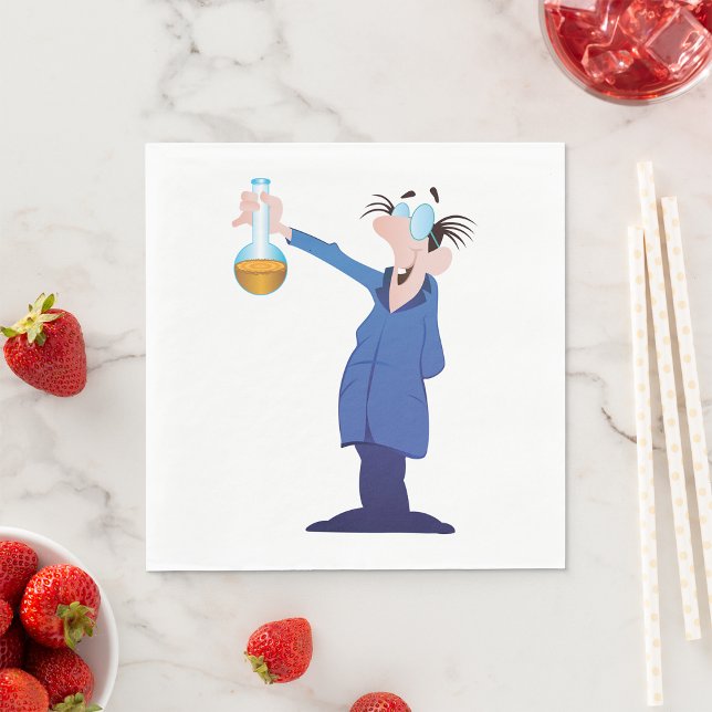 Mad Scientist Holding Beaker Fun Science Napkins (Creator Uploaded)