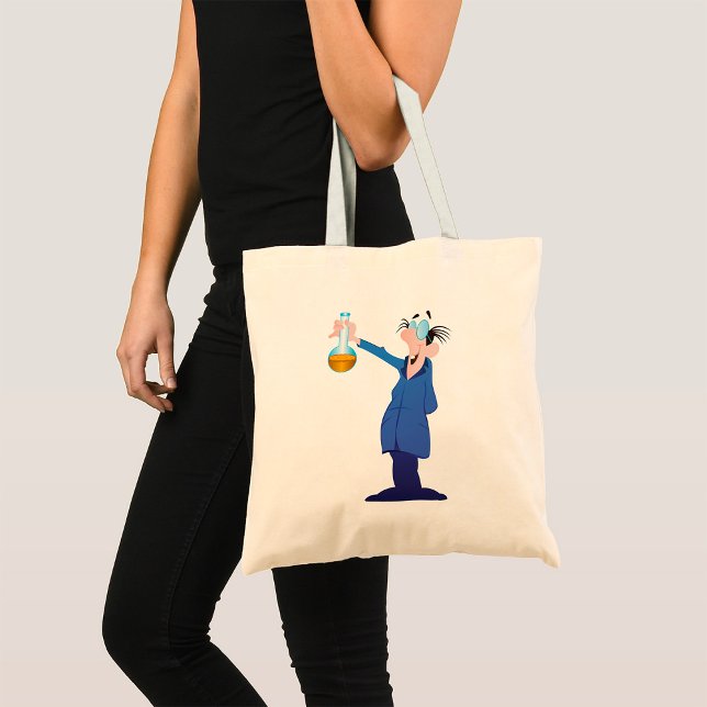 Mad Scientist Holding Beaker Fun Science Tote Bag (Creator Uploaded)