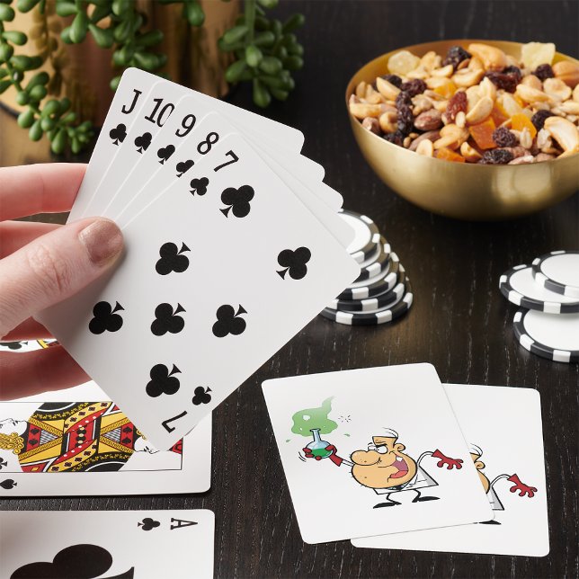 Mad Scientist Holding Bubbling Flask Science Poker Cards (Creator Uploaded)