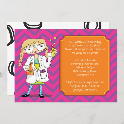 Mad Scientist Invitation  Blonde Girl Potions