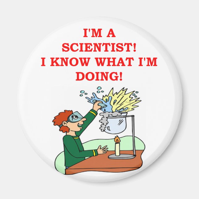 mad scientist joke magnet (Front)