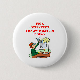 mad scientist joke pinback button