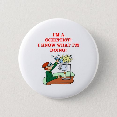 mad scientist joke pinback button