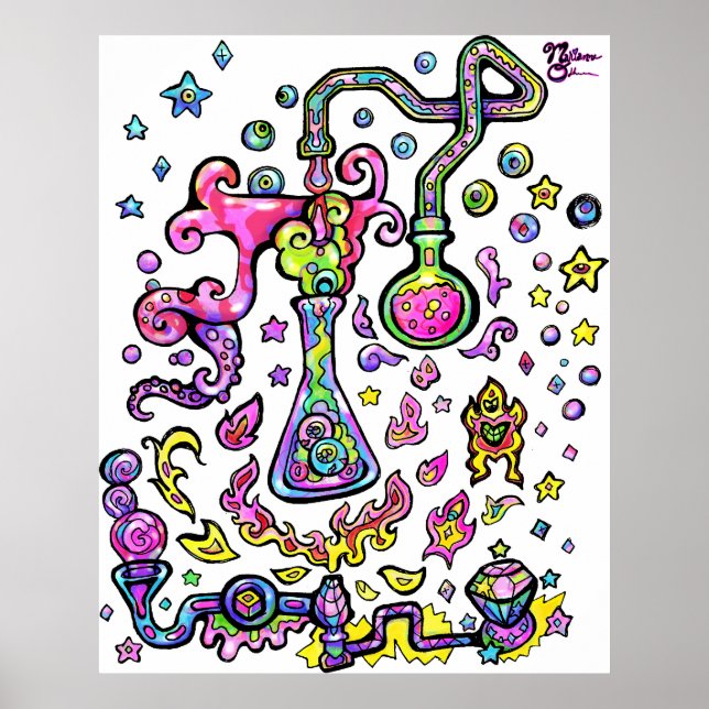 Mad Scientist Lab Science Experiment Art Print  (Front)