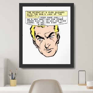 Mad Scientist Menace Vintage Comic Book Panel Framed Art