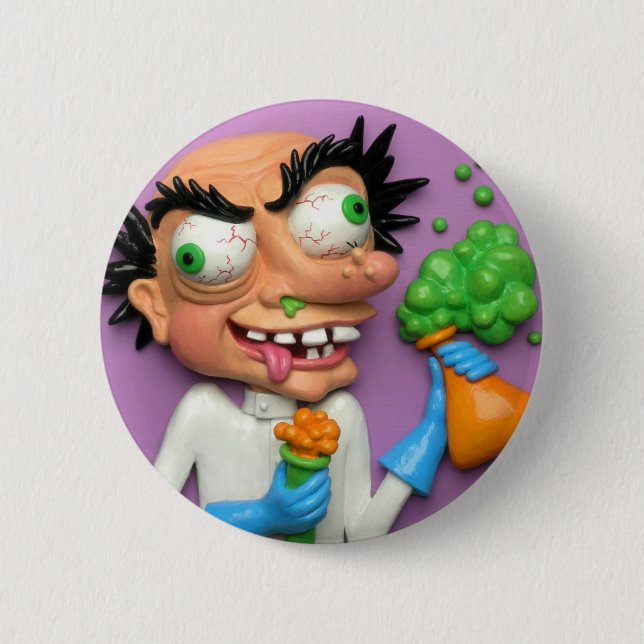 Mad Scientist Pinback Button (Front)