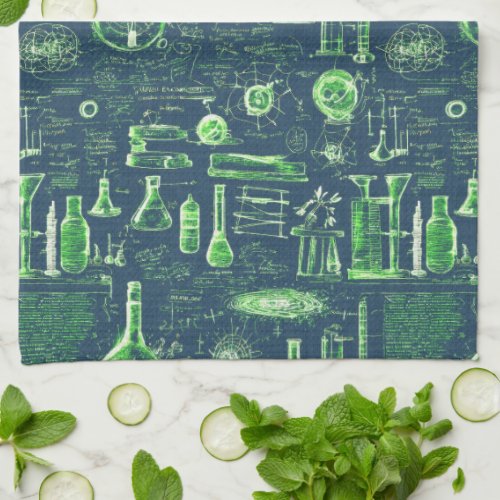 Mad Scientists ingenious blueprint  Kitchen Towel