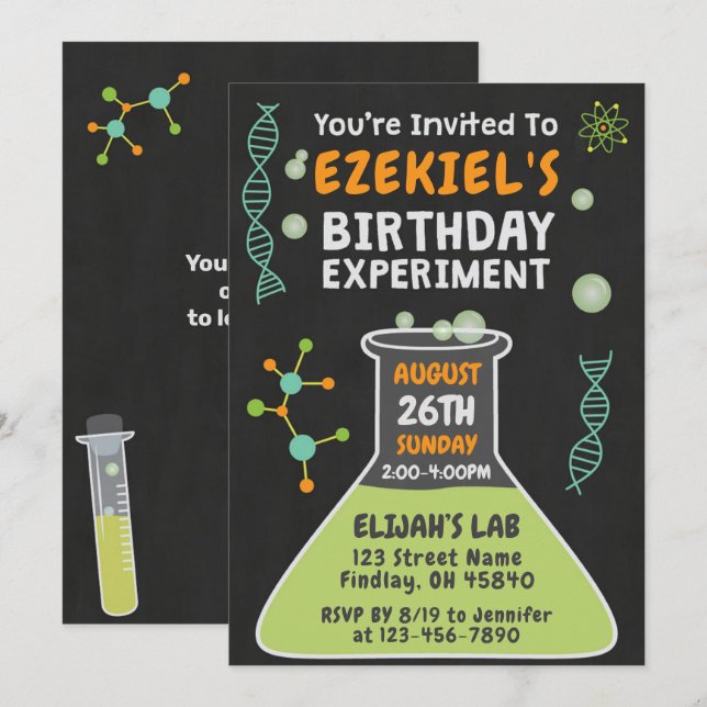 Mad Scientist Slime Birthday Experiment Party Invitation (Front/Back)