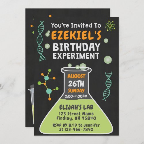 Mad Scientist Slime Birthday Experiment Party Invitation