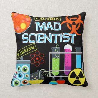 Mad Scientist Throw Pillow