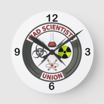 Mad Scientist Union Round Clock by packratgraphics at Zazzle