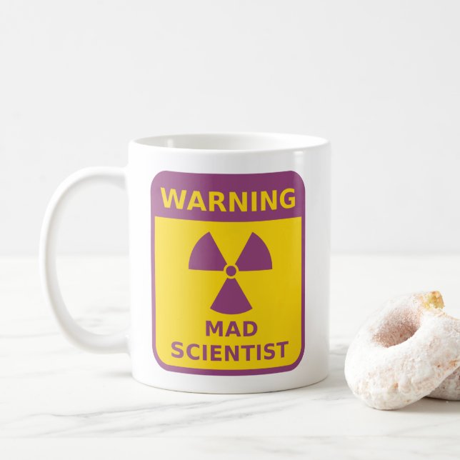 Mad Scientist Warning Sign Coffee Mug (With Donut)