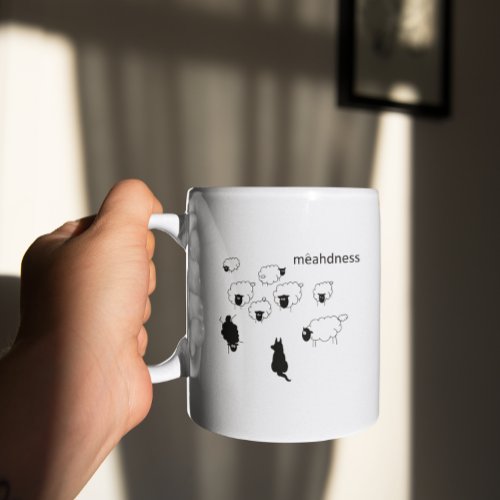 Mad Sheep doing handstand flock of sheep Coffee Mug