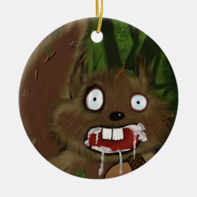Mad Squirrel Ceramic Ornament (Front)