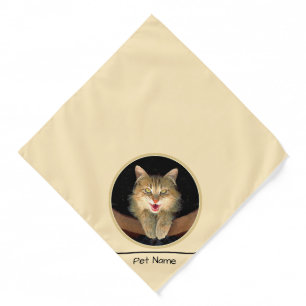 Mad Tabby Cat Portrait Painting Cute Original Art Bandana