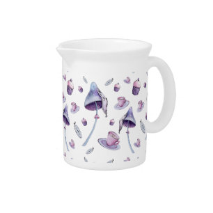 Mad Tea Party Pink and Blue Watercolor Beverage Pitcher