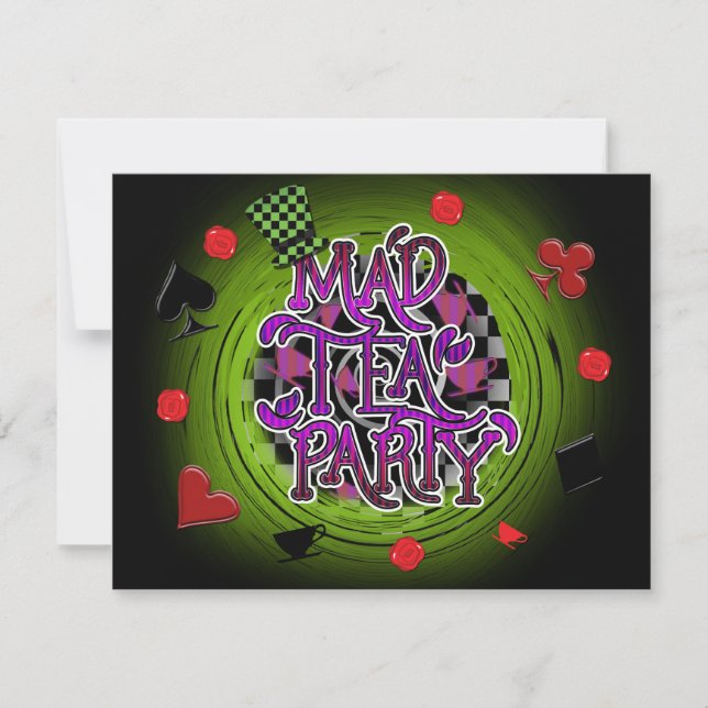 MAD TEA PARTY Swirl Wonderland Party Invitation (Front)