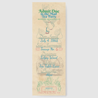 Mad Tea Party Ticket Bookmark – Alice in Wonderlan