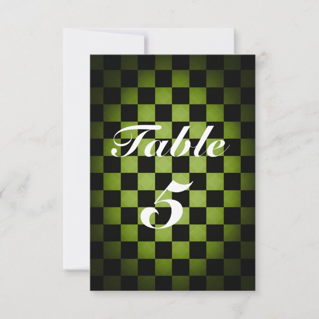 MAD TEA Party Whimsical Checker Table Number Card (Front)