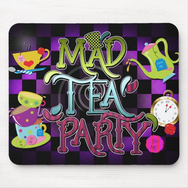 MAD TEA PARTY Whimsical Decor Computer Mouse pad (Front)