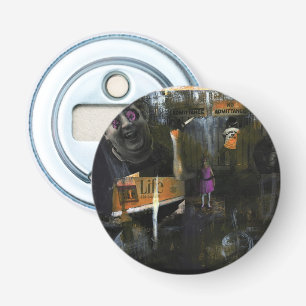 Mad World Mixed Media Goth Horror Original Art Bottle Opener