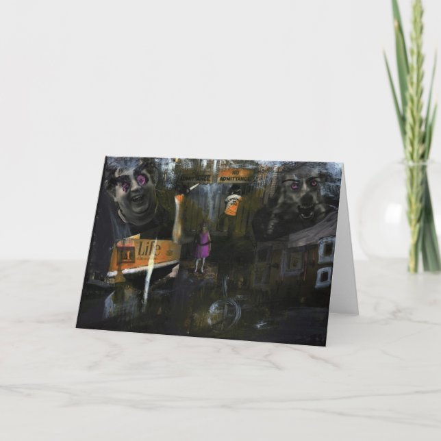 Mad World Mixed Media Goth Horror Original Art Card (Front)