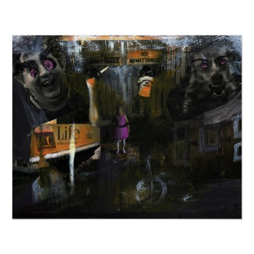 Mad World Mixed Media Surreal Collage Art Poster