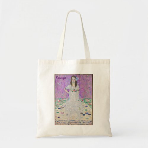 Mada Primavesi by Gustav Klimt Monogram Purple Tote Bag
